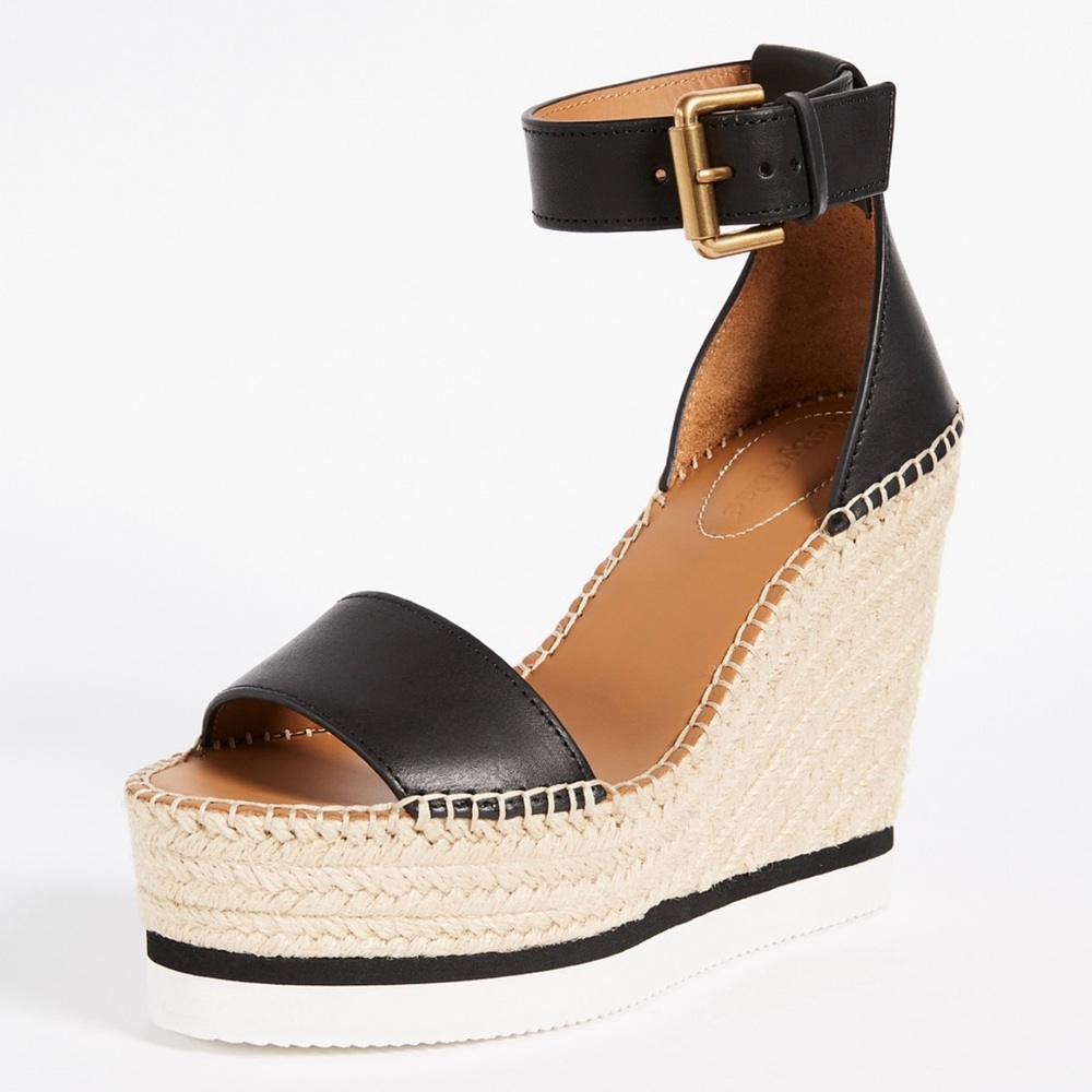 See by Chloe Glen Wedge Espadrilles size 37